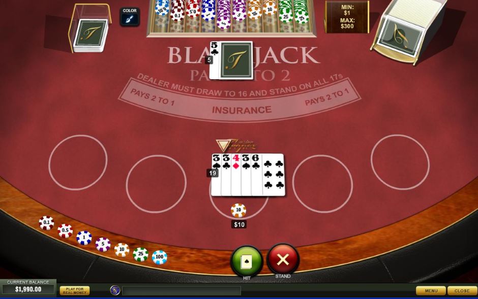 Blackjack Pays 1 To 1